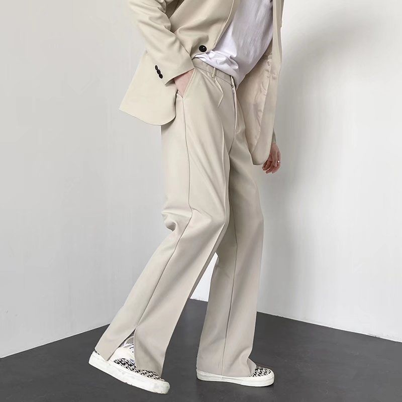 Korean Men Formal Wear - Pantalones de traje gris caqui y