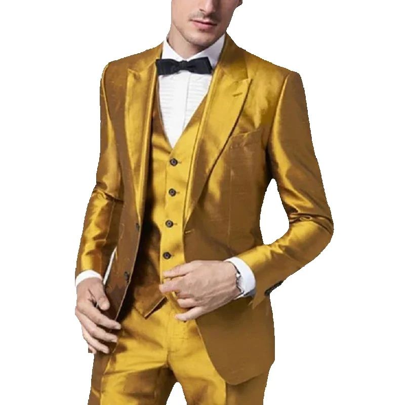 Formal Wear For Men Yellow - Trajes de satén amarillo dorado 2025