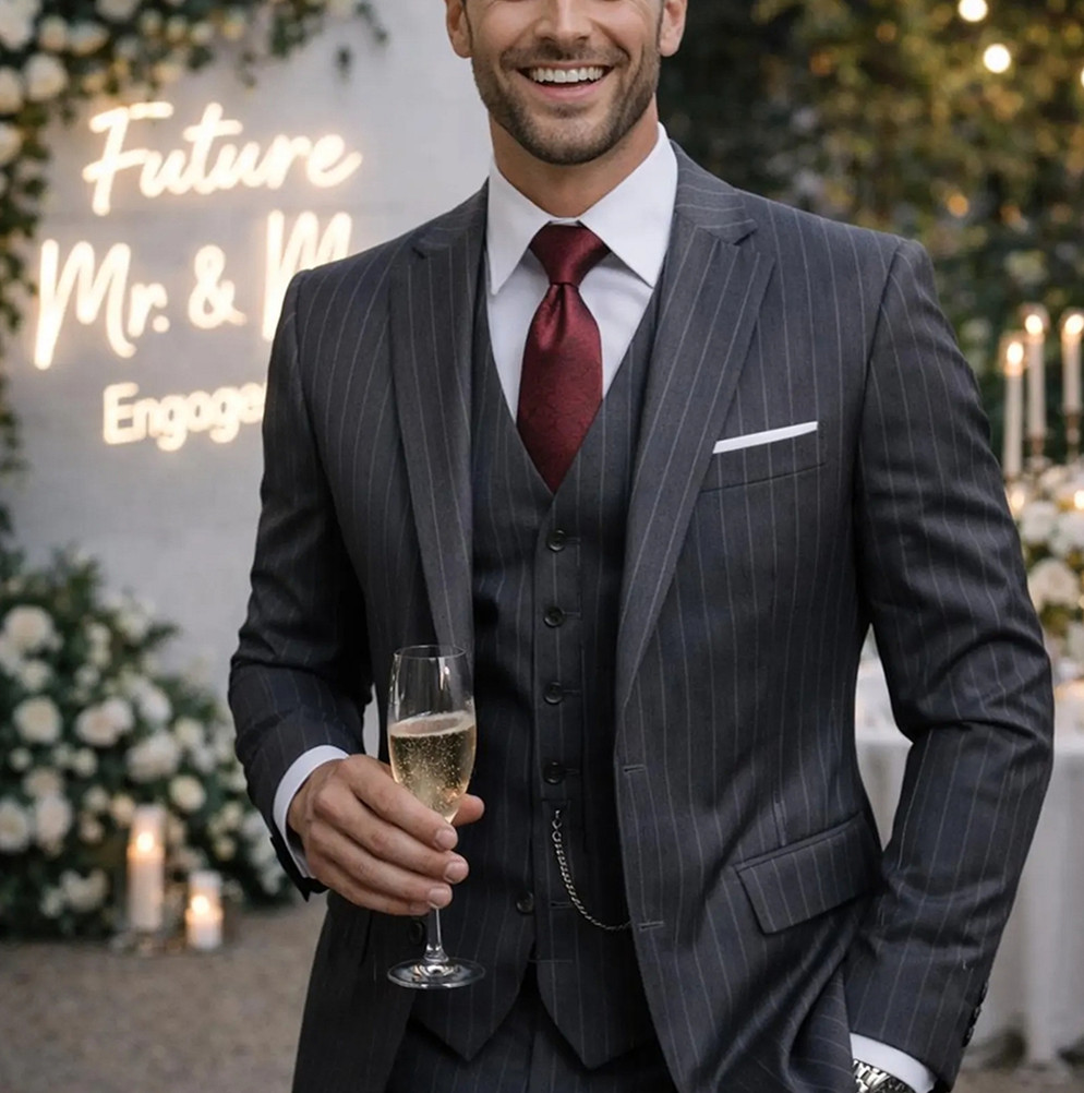Men'S Formal Wear For Engagement - Elegante Traje de Novio de 3