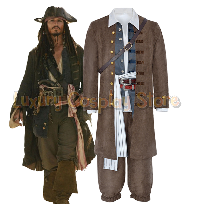 Men Formal Wear Set - Disfraz de piratas capitán Jack Sparrow,
