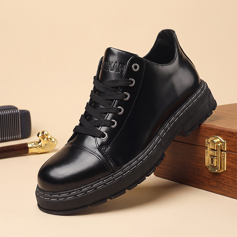 Formal Men Daily Wear Shoes - Zapatos de cuero con cordones negros