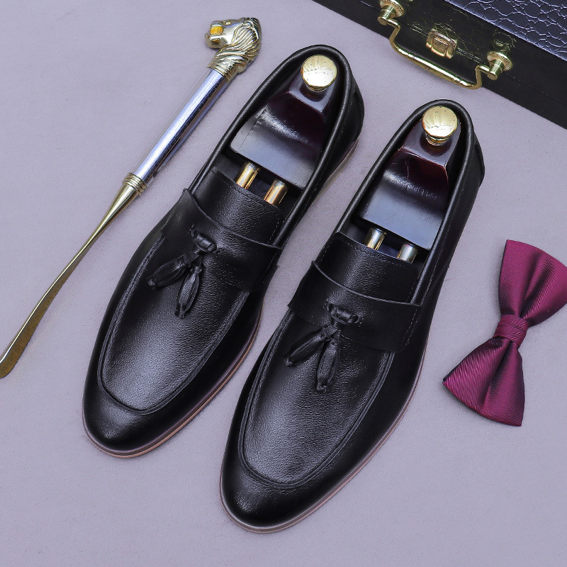 Men Formal Wear Shoes - Mocasines de cuero genuino con borlas