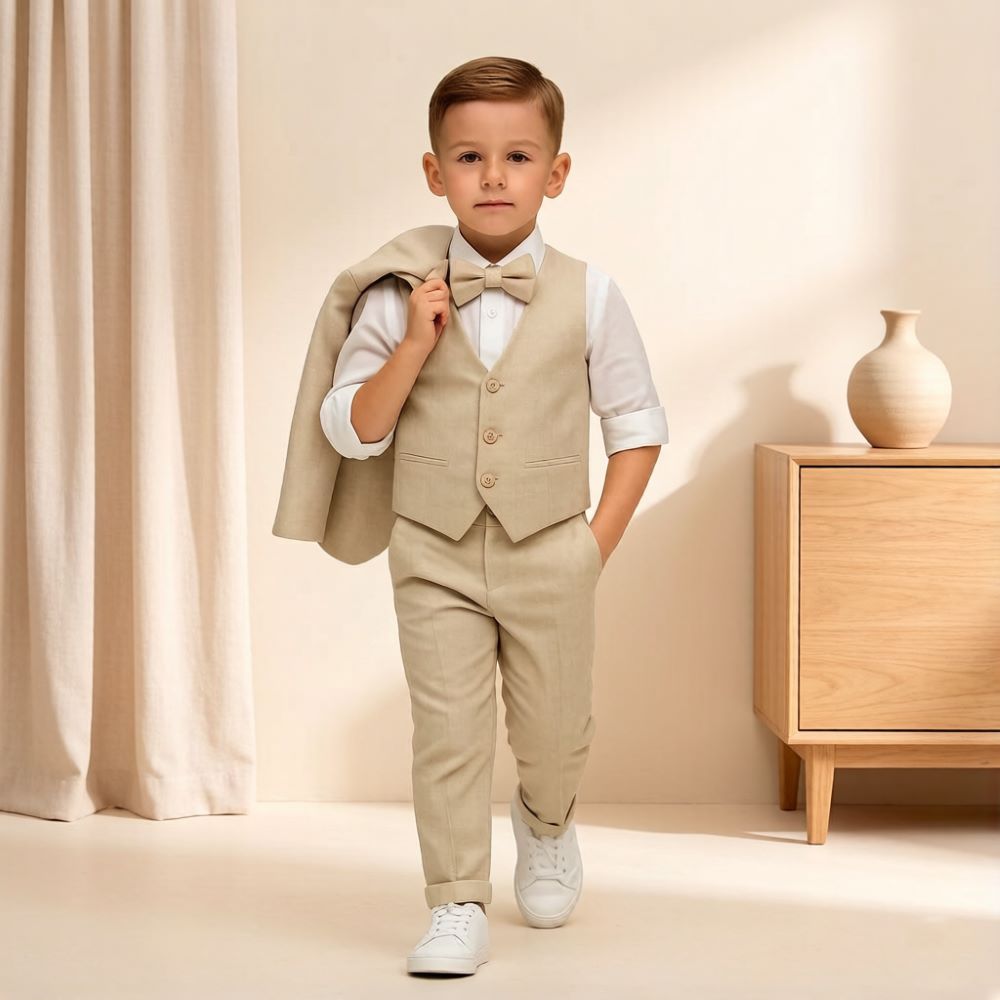 Traje de 3 piezas beige para n - Formal Wear For Men Kids reseña y precio