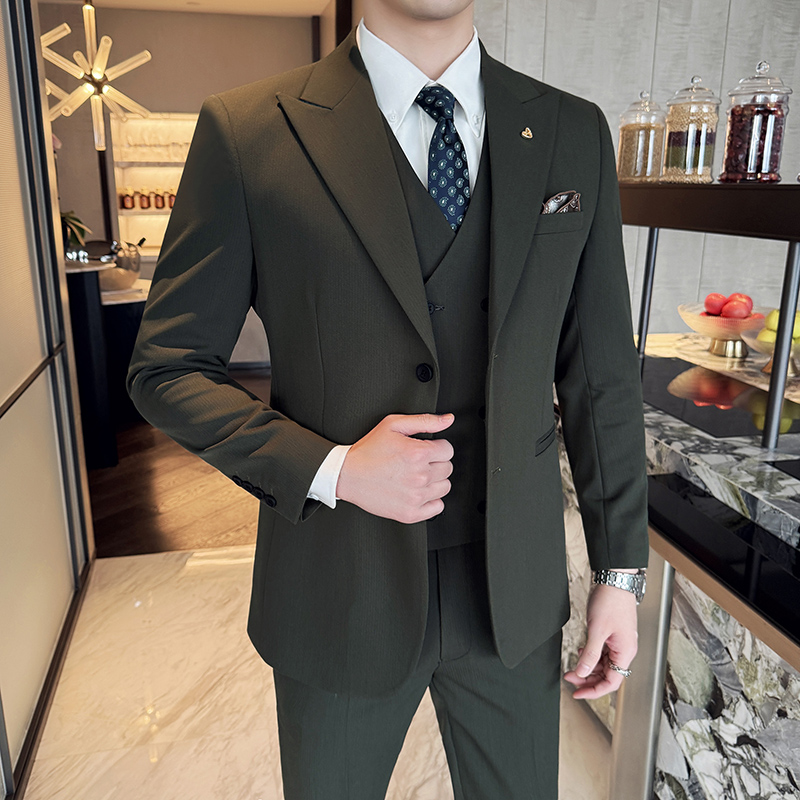Conjunto de tres piezas ajusta - Korean Men Formal Wear reseña y precio