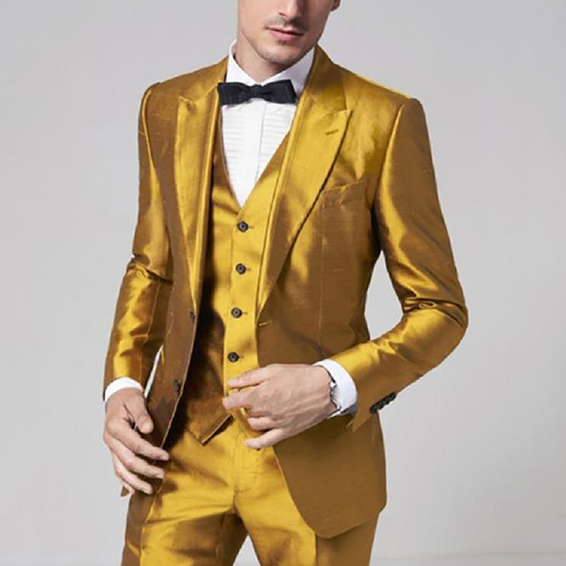 Trajes de satén amarillo dorad - Formal Wear For Men Yellow reseña y precio