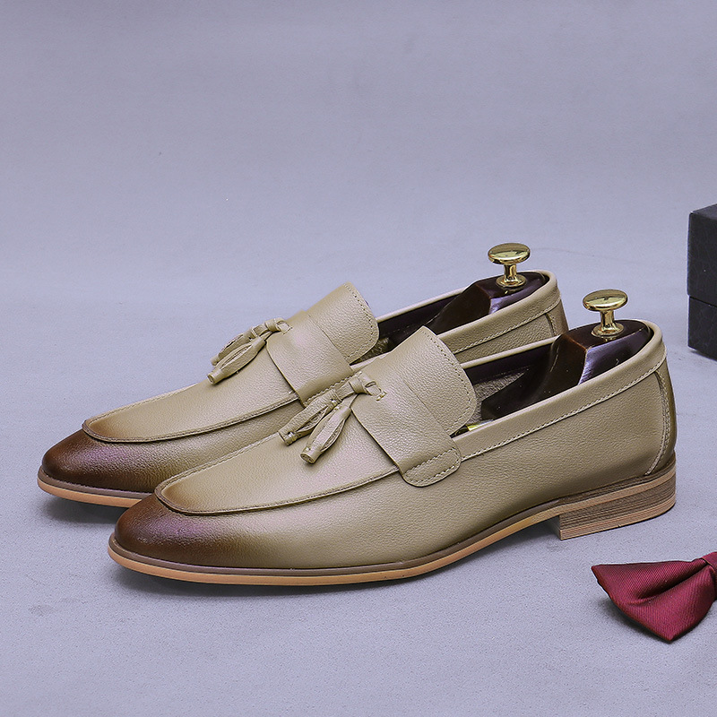 Mocasines de cuero genuino con - Men Formal Wear Shoes reseña y precio