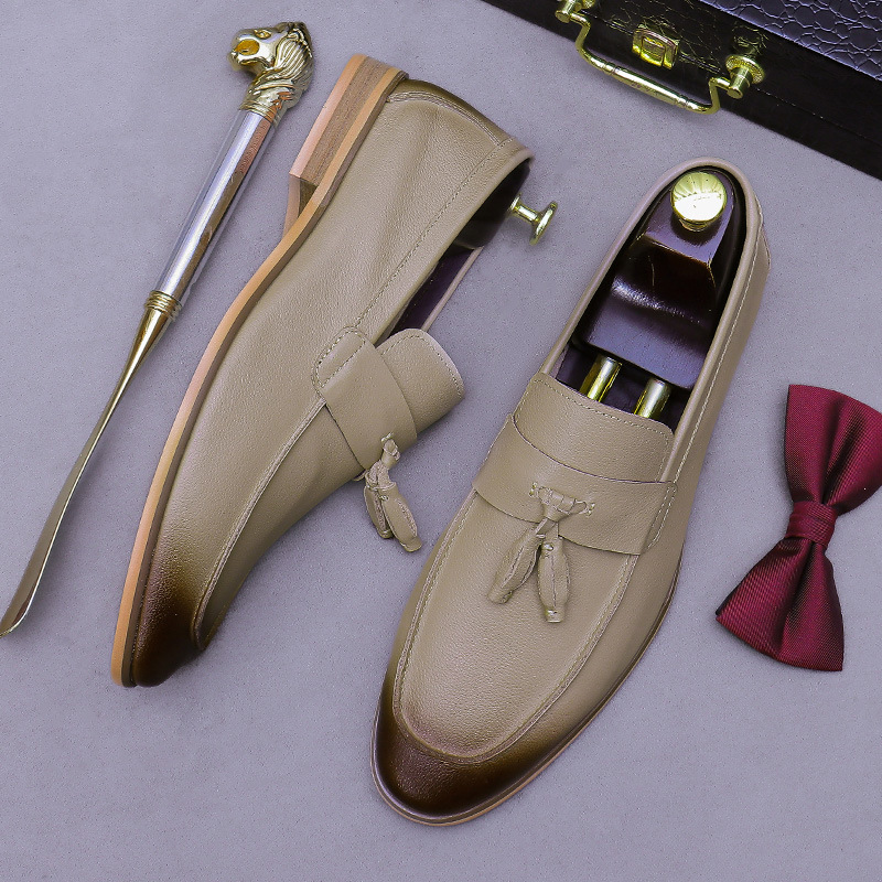 Mocasines de cuero genuino con - Men Formal Wear Shoes reseña y precio