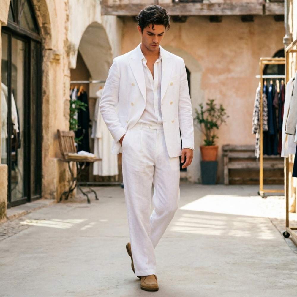 Traje de Lino Verde Salvia par - Men'S Relaxed Formal Wear reseña y precio