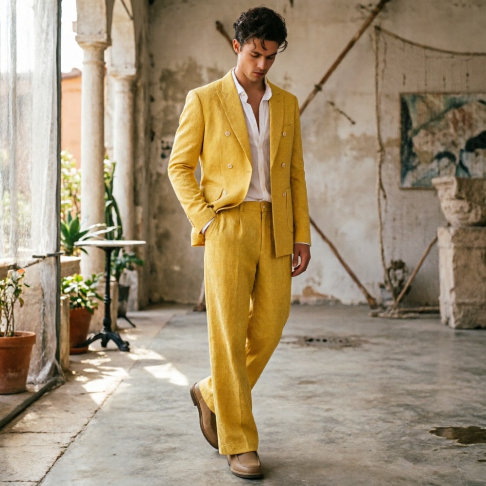 Traje de Lino Verde Salvia par - Men'S Relaxed Formal Wear reseña y precio