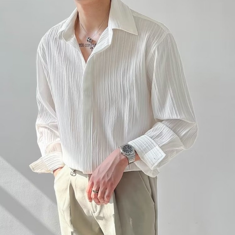 Camisa de manga larga para hom - Korean Men Formal Wear reseña y precio